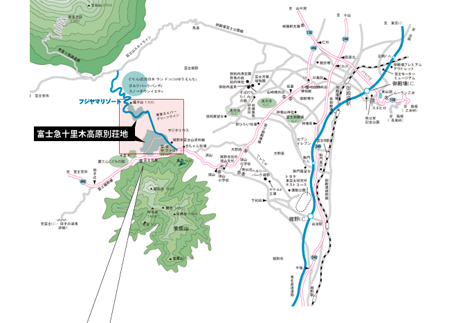 十里木高原別荘地 周辺詳細図・セールスオフィス