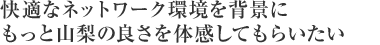 快適なネットワーク環境を背景にもっと山梨の良さを体感してもらいたい